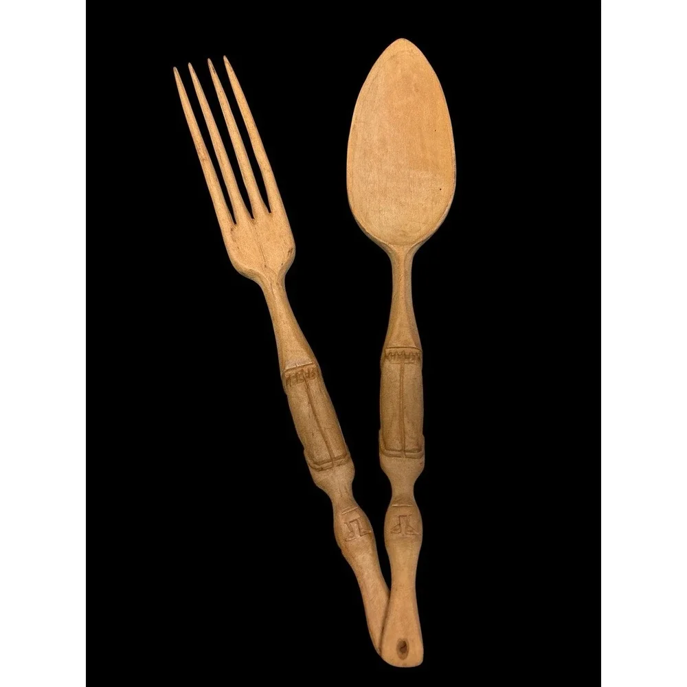 Carved Wooden Tribal Serving Utensils